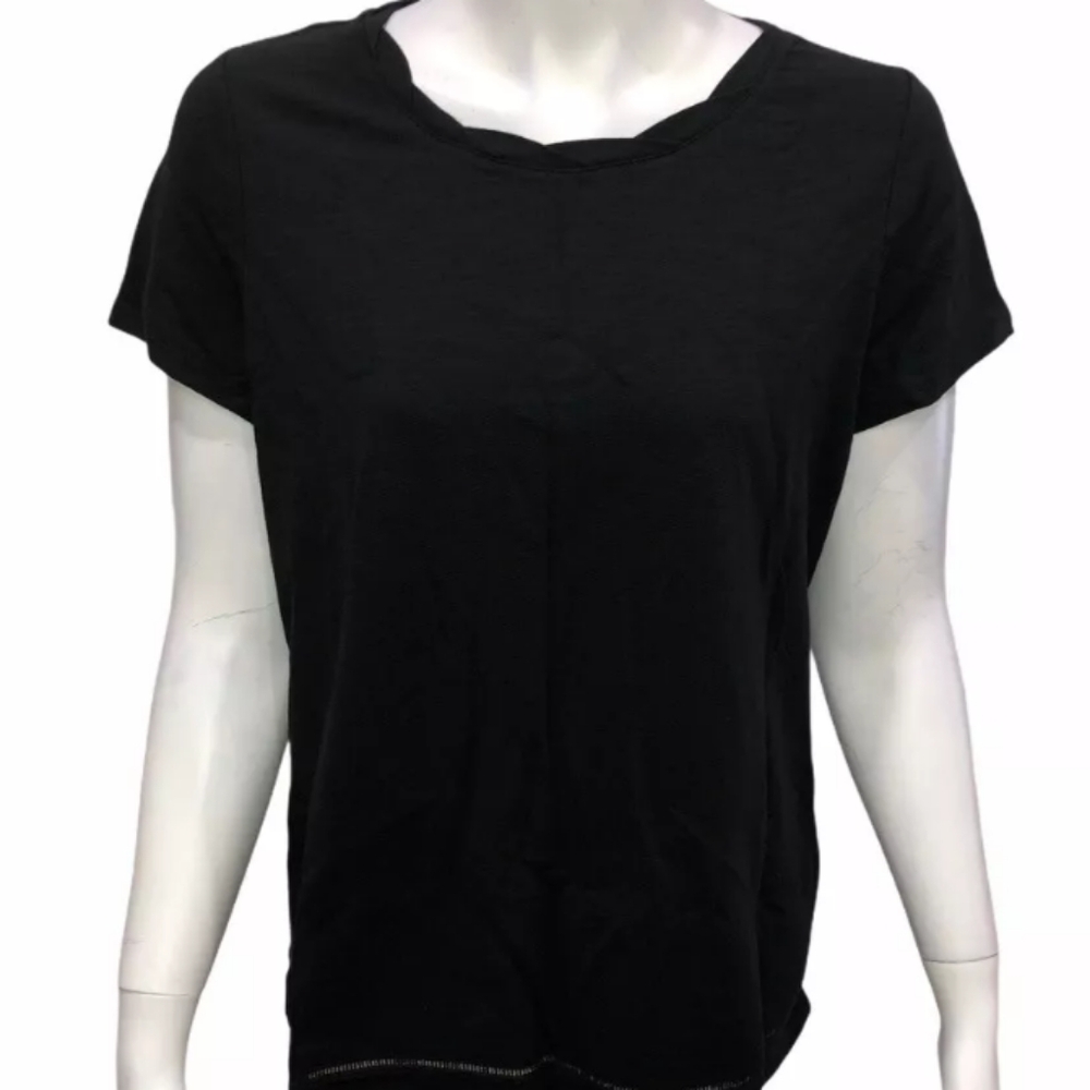 C. Wonder Essentials Slub Knit T-shirt with Neck Detail Top